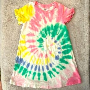 GAP Tie Dyed Shirt Dress with Ruffled Sleeves